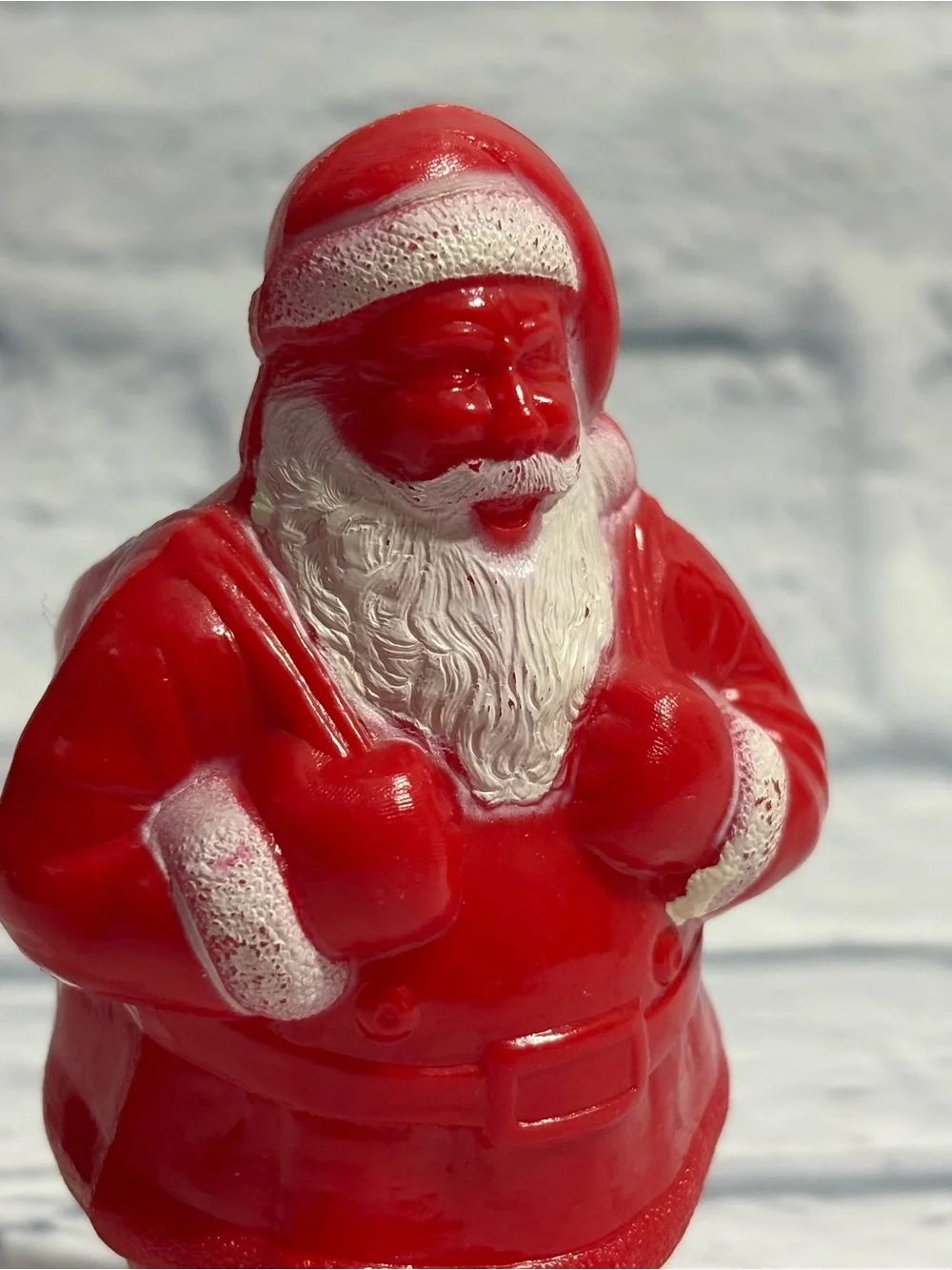 Vintage 1940’s-1950’s Irwin red molder plastic Santa Claus candy container